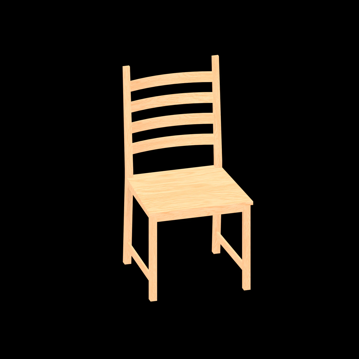 Lowpoly simple wood chair 3D Model .c4d .max .obj .3ds .fbx .stl .blend
