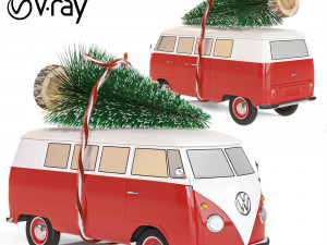 christmas volkswagen t1 Modelo 3D