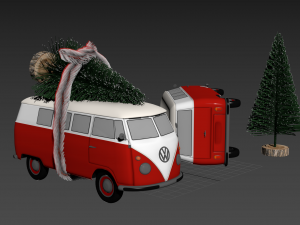 christmas volkswagen t1 Model 3D