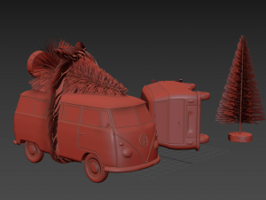christmas volkswagen t1 Model 3D