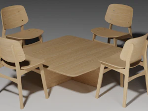 chair and coffee table 3D Model