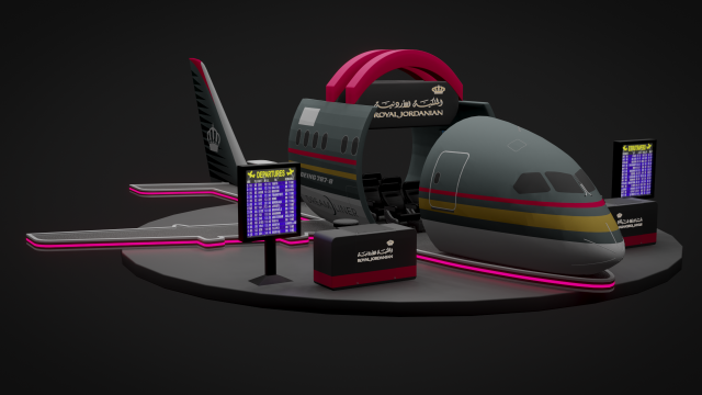 3d exhibition booth for royal jordanian airlines 3D Модель .c4d .max .obj .3ds .fbx .stl .blend 