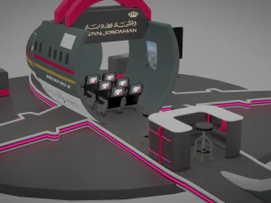 3d exhibition booth for royal jordanian airlines 3D Model