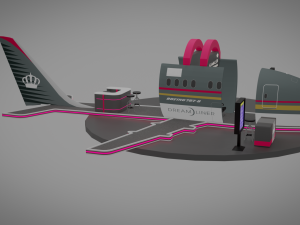 3d exhibition booth for royal jordanian airlines 3D Модель
