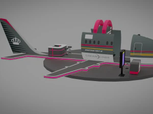 3d exhibition booth for royal jordanian airlines 3D Model