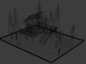 wood house low poly Modelo 3D