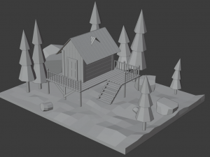 wood house low poly Modelo 3D