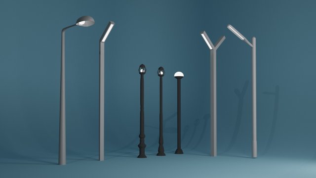 street light mini pack Modèle 3D .c4d .max .obj .3ds .fbx .stl .blend 