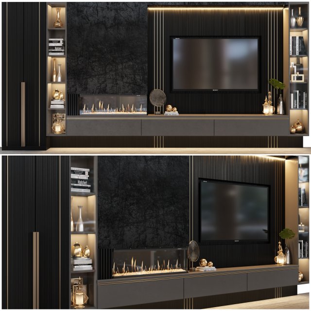 tv wall01 Model 3D .c4d .max .obj .3ds .fbx .stl .blend 