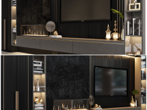 tv wall01 Model 3D
