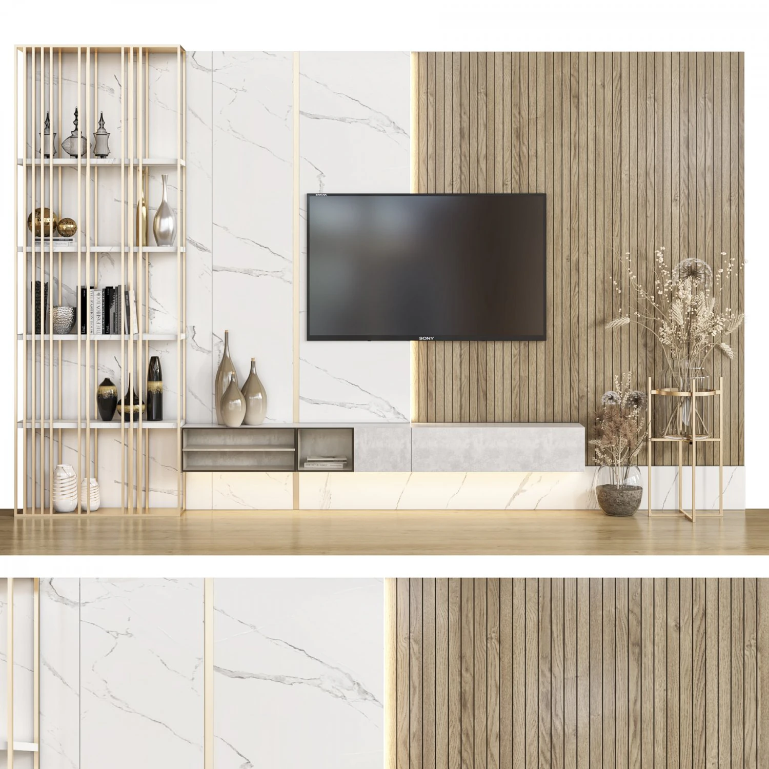 tv wall 20 3D Model .c4d .max .obj .3ds .fbx .stl .blend