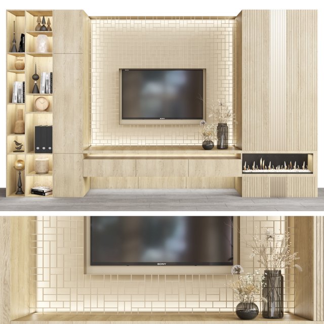 tv wall 19 Model 3D .c4d .max .obj .3ds .fbx .stl .blend 