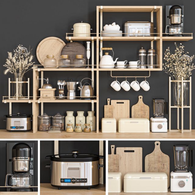 kitchen accessory 12 3D 模型 .c4d .max .obj .3ds .fbx .stl .blend 