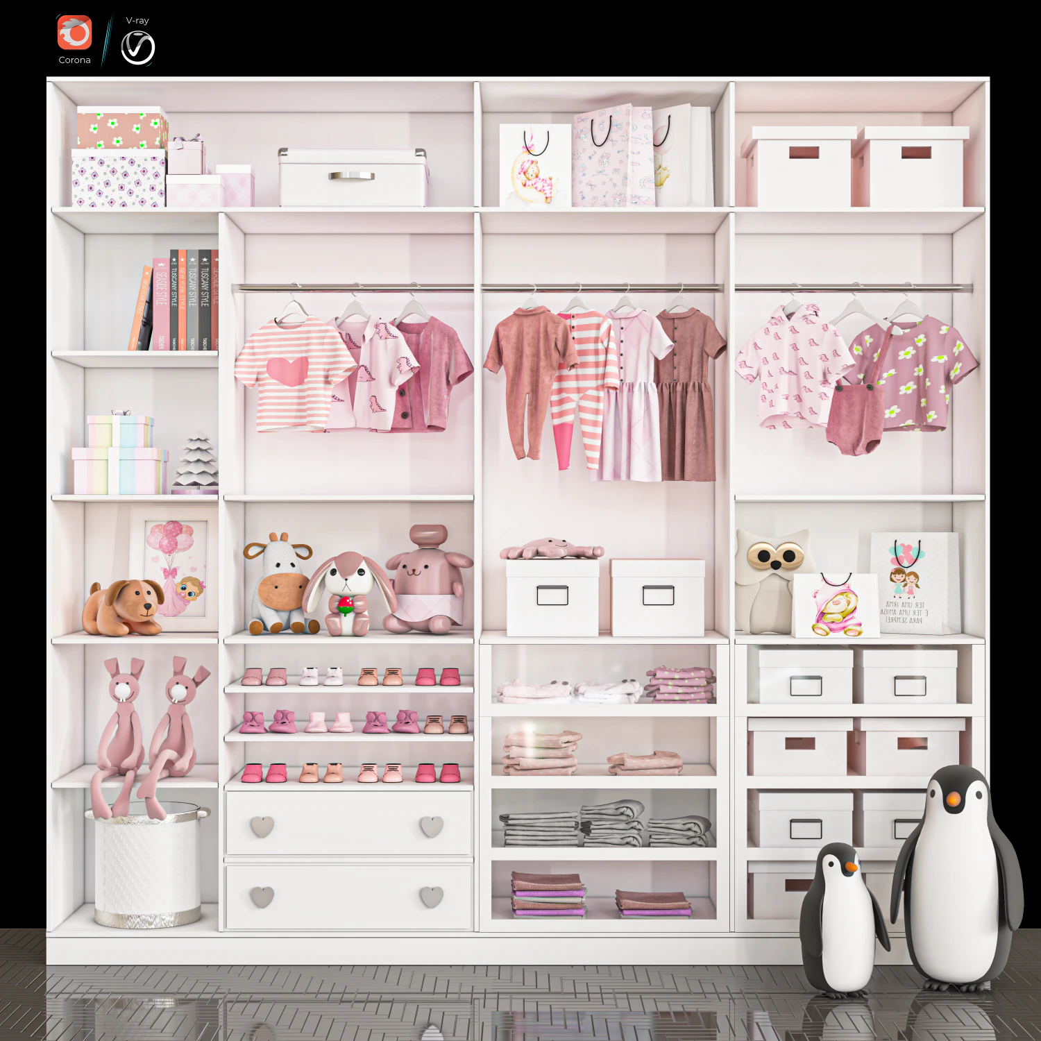 Wardrobe 127 3D Model .c4d .max .obj .3ds .fbx .stl .blend