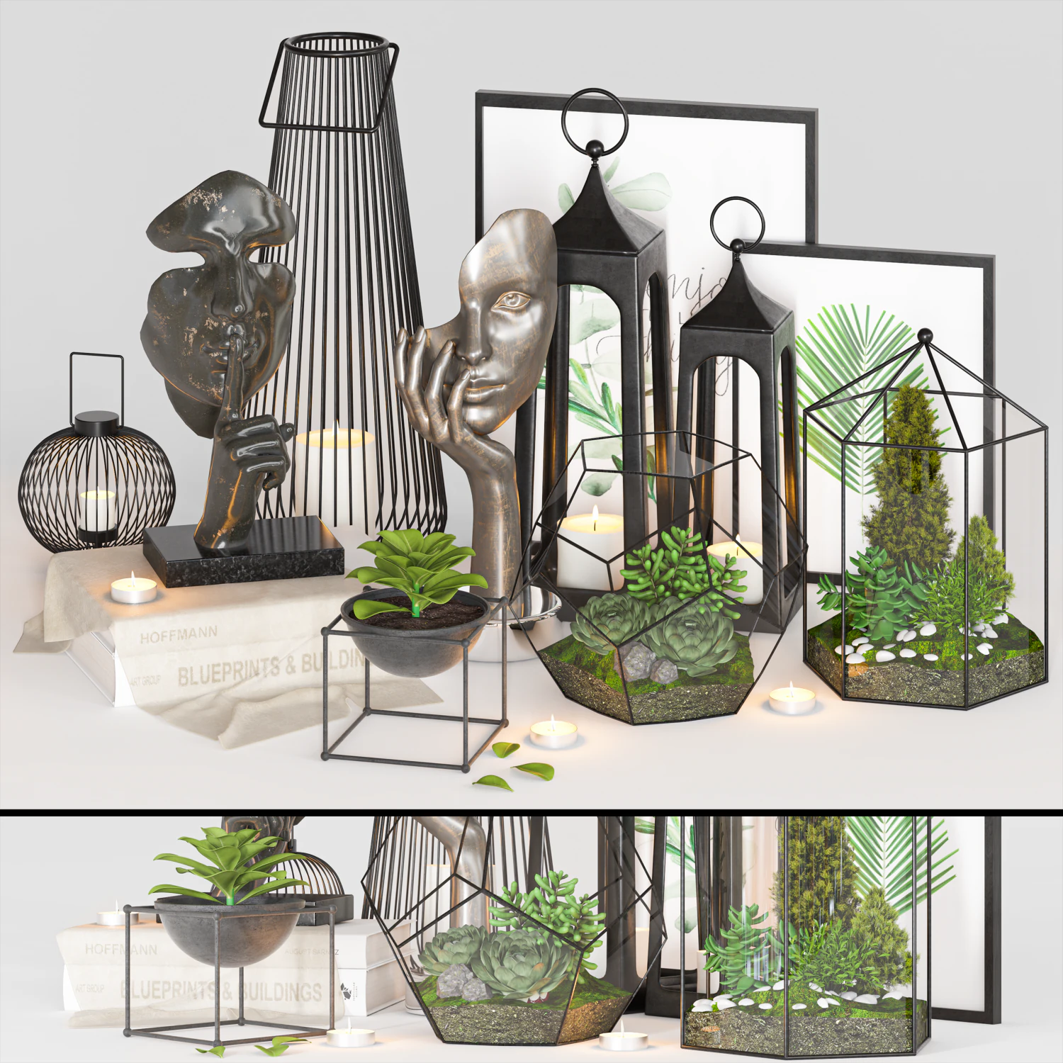 Decorative Set 41 3D Model .c4d .max .obj .3ds .fbx .stl .blend 