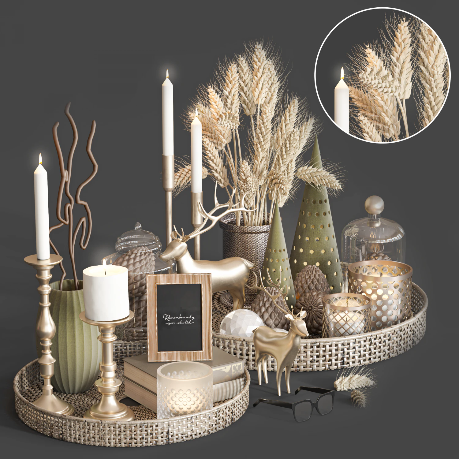 Decorative set 44 3D Model .c4d .max .obj .3ds .fbx .stl .blend 