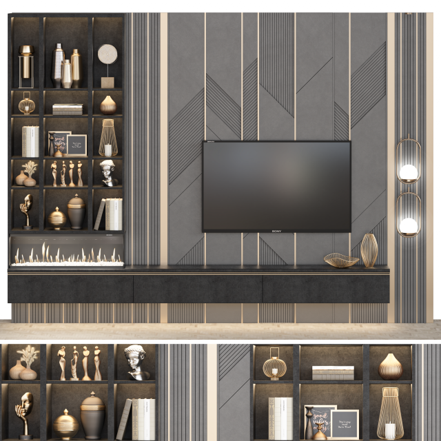 Tv Wall 22 3D Модель .c4d .max .obj .3ds .fbx .stl .blend 