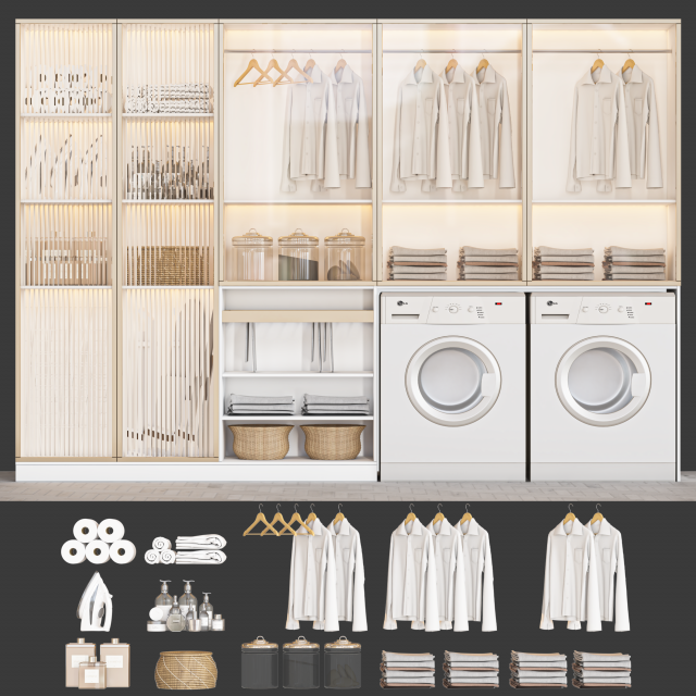 Laundry set 104 Modello 3D .c4d .max .obj .3ds .fbx .stl .blend 
