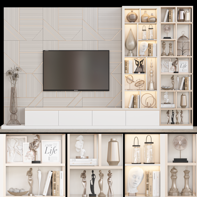 Tv Wall 23 3D Модель .c4d .max .obj .3ds .fbx .stl .blend 