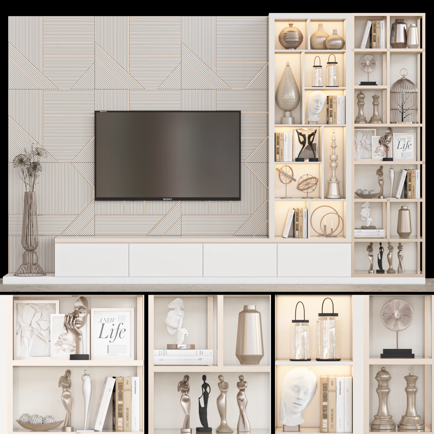 Tv Wall 23 3D Model .c4d .max .obj .3ds .fbx .stl .blend