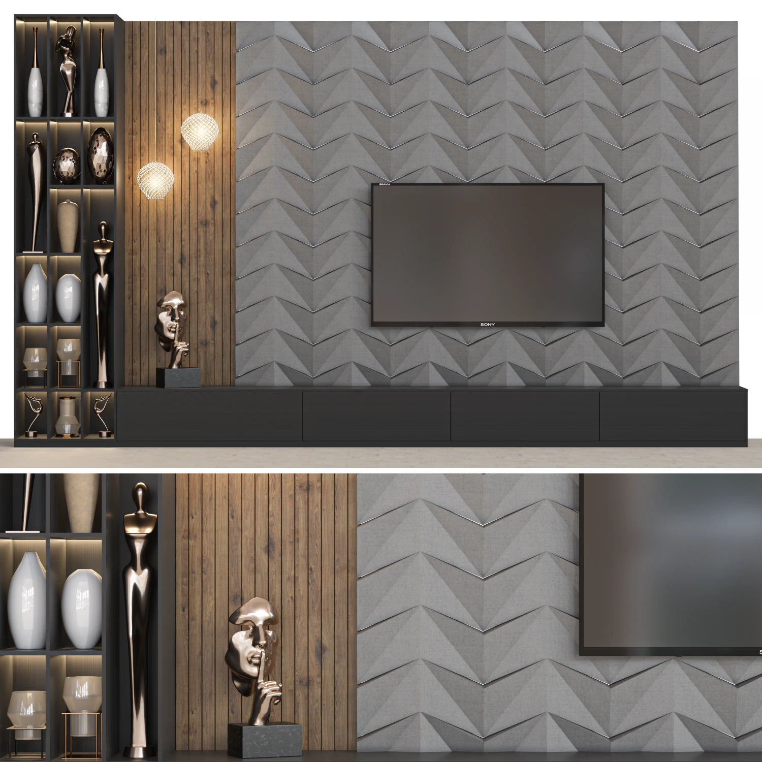 Tv Wall 25 3D Model .c4d .max .obj .3ds .fbx .stl .blend 