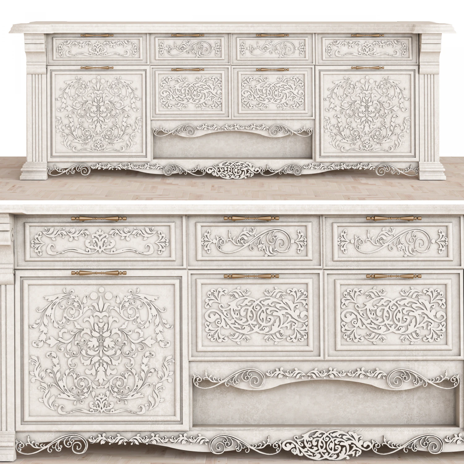 Tv stand and buffet 3D Model .c4d .max .obj .3ds .fbx .stl .blend 