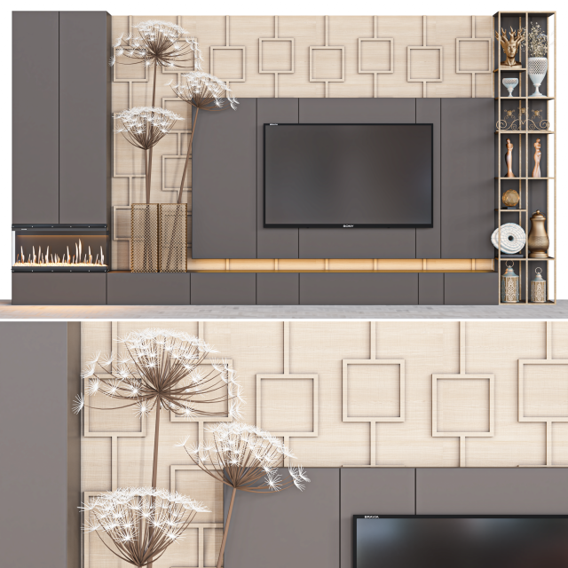 Tv wall27 3D Модель .c4d .max .obj .3ds .fbx .stl .blend 