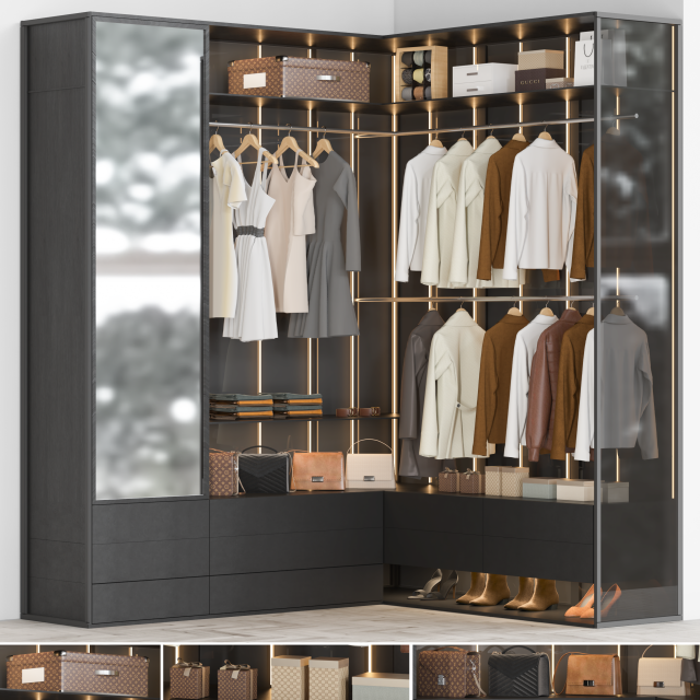 Wardrobe 146 3D Model .c4d .max .obj .3ds .fbx .stl .blend 