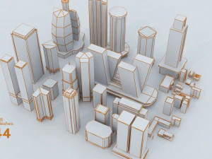 lowpoly ultra city building pack 3D Model