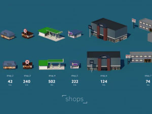lowpoly ultra city building pack 3D Model