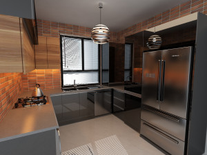 black-kitchen Modello 3D