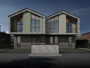 twin villa design 03 3D Model