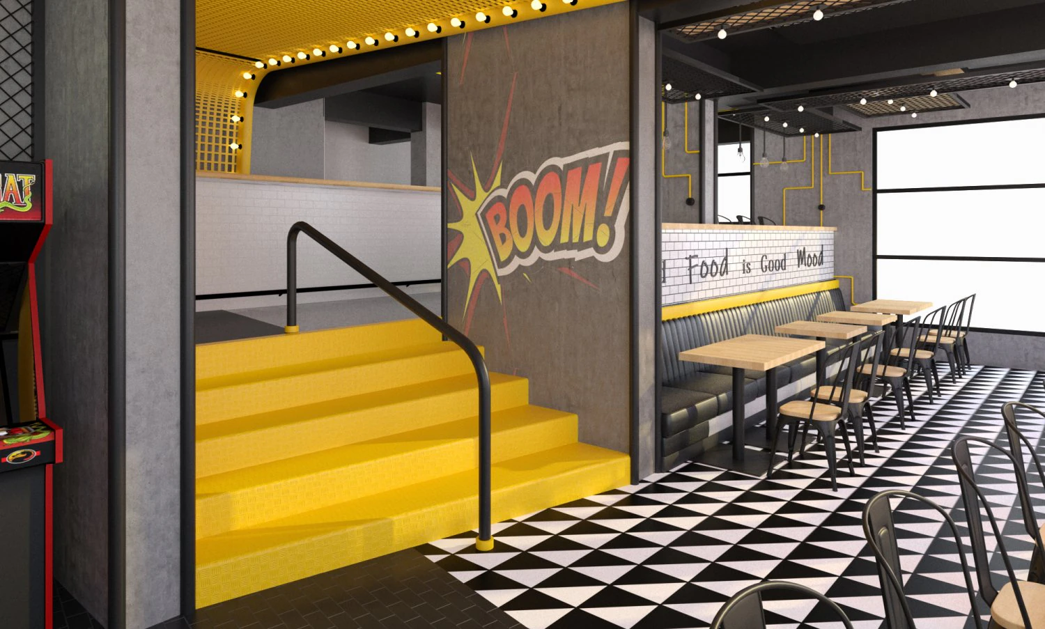 dise&ntilde;o de restaurante de hamburguesas Modelo 3D .c4d .max .obj .3ds .fbx .stl .blend 