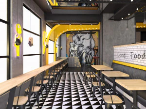 dise&ntilde;o de restaurante de hamburguesas Modelo 3D