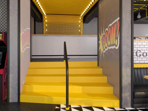 dise&ntilde;o de restaurante de hamburguesas Modelo 3D