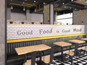 dise&ntilde;o de restaurante de hamburguesas Modelo 3D