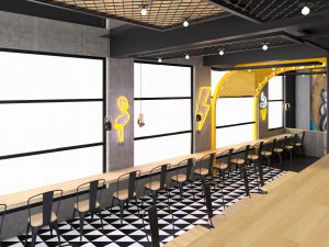dise&ntilde;o de restaurante de hamburguesas Modelo 3D