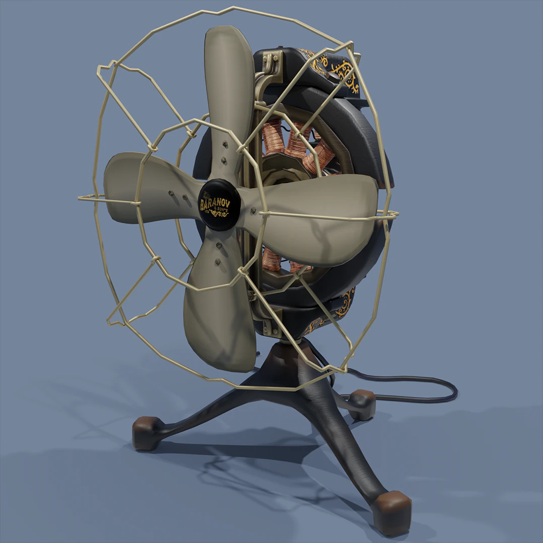 techno steampunk fan concept 3D Model .c4d .max .obj .3ds .fbx .stl .blend 