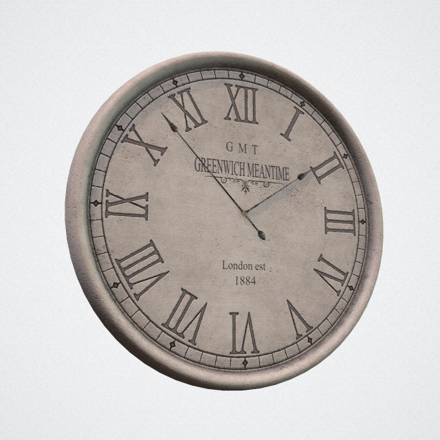 greenwich concrete wall clock 3D Model .c4d .max .obj .3ds .fbx .stl .blend 