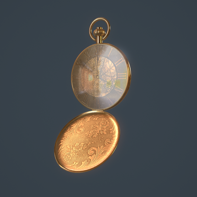 gold pocket watch 3D-Modell .c4d .max .obj .3ds .fbx .stl .blend 