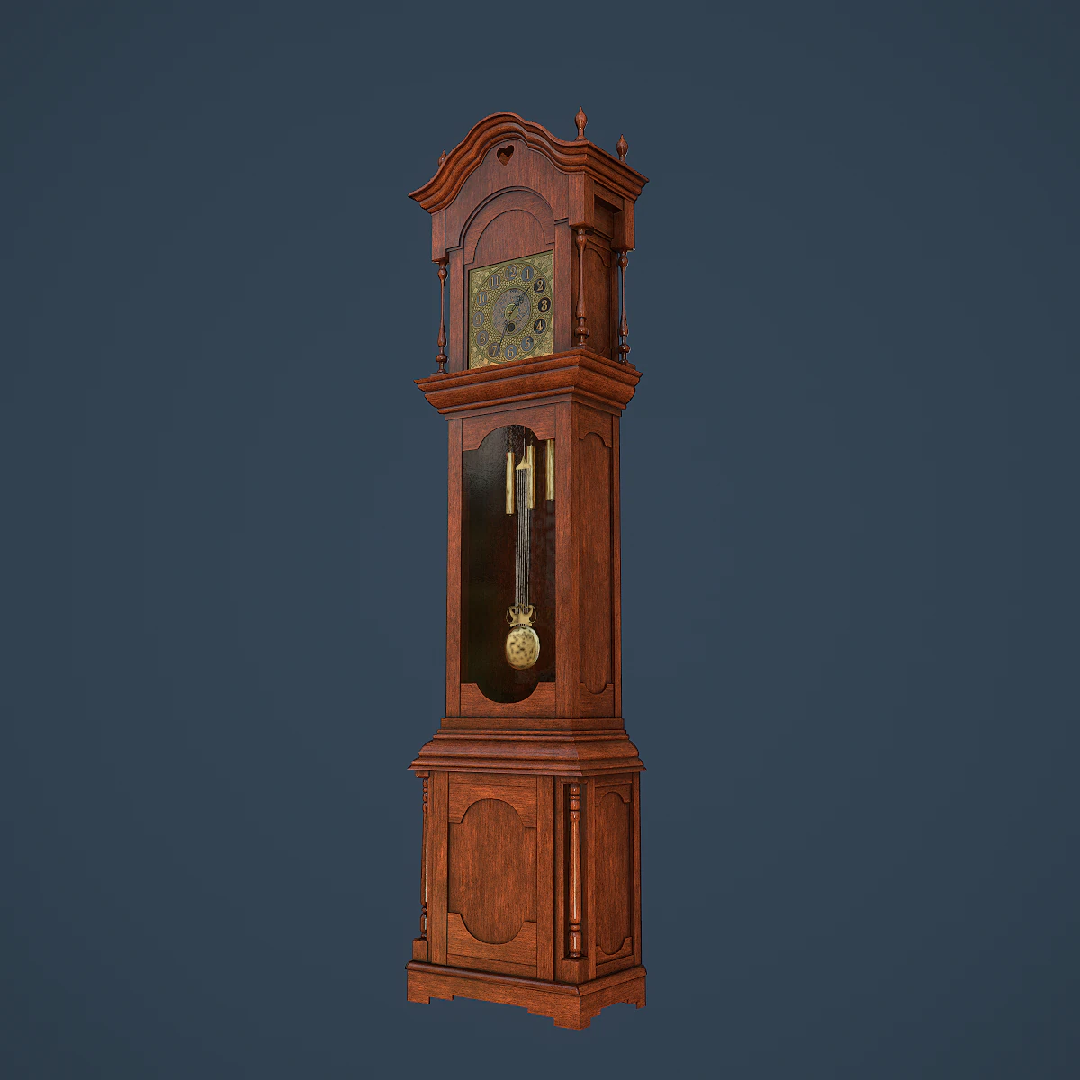 rigged grandfather clock 3D Model .c4d .max .obj .3ds .fbx .stl .blend 