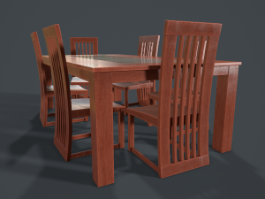 wooden glass dining table and chair 3D मॉडल