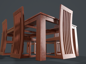 wooden glass dining table and chair 3D मॉडल