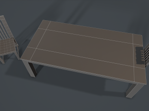 wooden glass dining table and chair 3D मॉडल