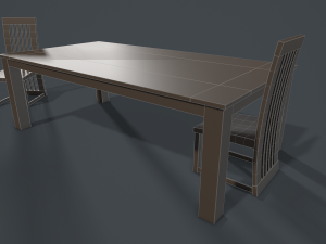 wooden glass dining table and chair 3D मॉडल