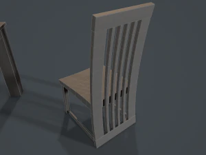 लकड़ी के कांच की खाने की मेज और कुर्सी 3D मॉडल