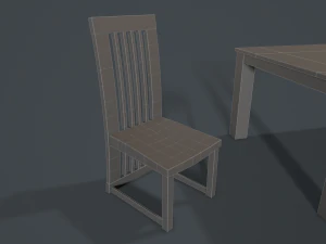 लकड़ी के कांच की खाने की मेज और कुर्सी 3D मॉडल