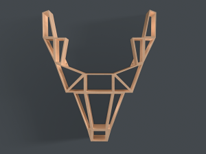 deer oak wood shelf Model 3D