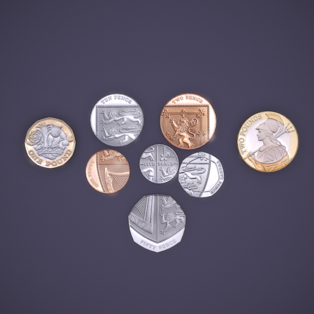 uk coin set Modèle 3D .c4d .max .obj .3ds .fbx .stl .blend 