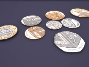 यूके सिक्का सेट 3D मॉडल